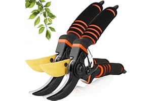 PLACHIDAY Garden Secateurs, Gardening Pruning Shears, 2PCS Garden Scissors, Bypass Secateurs, Garden Pruners for Branches, Hedges and Flowers
