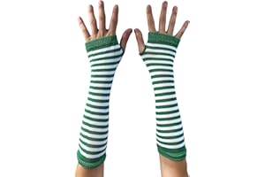 AUSUAYA Rękawiczki w paski długie bez palców, damskie zimowe dzianinowe ocieplacze na ramiona do punk rocka i cosplay gotycka impreza halloweenowa GB-WM-S-G5