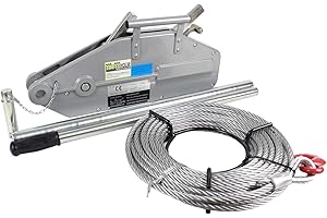 BAUMARKTPLUS TRUTZHOLM Seilzug Greifzug Seilwinde 1600 kg Forstseilwinde Offroad Winde inkl. 20m Seil und Abscherstiften Sicherheits - Lastenhaken (1600kg)