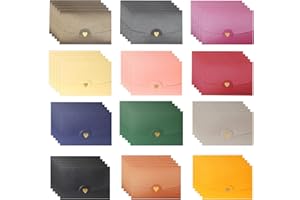 HFDONGL 60 sztuk mini kopert, kolorowe, małe koperty, karta podarunkowa, mini koperty z zamknięciem w kształcie serca, koperty z papieru typu kraft, na zaproszenia ślubne, kartki z życzeniami, prezent (12