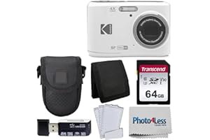 PHOTO4LESS Kodak PIXPRO FZ45 Digitalkamera + Black Point & Shoot Kameratasche + Transcend 64 GB SD-Speicherkarte + dreifach gefaltete Speicherkartentasche + Hi-Speed SD USB-Kartenleser + mehr (Weiß)