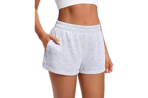 COLOQUIN Womens Running Shorts Elastic High Waist Cotton Gym Jogger Lounge Sweat Shorts with Pockets