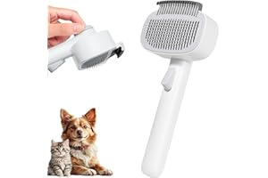 PawSailor 2 in 1 Cat Brush for Shedding Dematting Pet Grooming Comb for Long Hair Short Hair Cats & Dogs, Quick Tangle Removal & One-Click Self Cleaning Pet Massage Brush, White