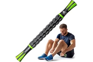 Muscle Roller Stick - Black Green - Body Massage Tool w/ 9 Rollers & Non-Slip Handles for Deep Tissue Massage & Maximum Muscle Recovery - by Cozlow