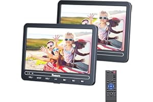 NAVISKAUTO 10.1 Lecteur DVD Voiture 2 Ecrans avec Supporte d'Appui-Tête,AV in/Out, Prise en Charge USB/SD, Lecteur DVD Portable Région Libre, Autonomie de 4 Heures(Un Lecteur et Un Moniteur)