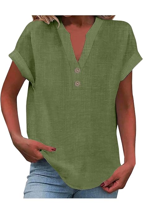 Chemise Lin Femme Été Manches Longues - Blouse Fluide Ample Avec Poche Boutons Respirante