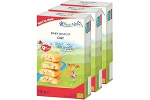 Fleur Alpine Babykekse Haferflocken - 18 x 2 Leckere Babysnacks für den leckeren, glatten Frühstücksbrei oder den Snack für zwischendurch | Einfache Vollkorn-Snackkekse | 9 Monate