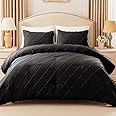 Whale Flotilla 7.5 Tog King Size Duvet Set, Soft Reversible Coverless Duvet for All Seasons, Warm Lightweight Bedding Comforter Set with 2 Pillow Shams, 220x230cm, Black