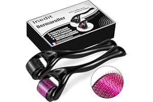 NEDIT Dermaroller - 2 modèles (0,25mm + 0,5mm) - Roller Barbe - Kit De 2 Rouleaux A Micro-Aiguilles Pour Traitement De La Peau - Résultats Garantie (Noir/Violet)