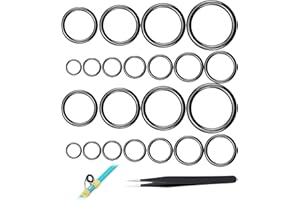 UIHRLM Fishing Rod Eye Repair Kit 22PCS, 11 Sizes Ceramic Guides Ring Set with 1PC Stainless Steel Tweezers, 4# to 30# Fishing Rod Eyes Repair Kit Accessories Replacement for Rods Repairing