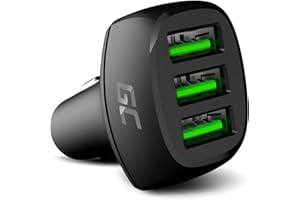 ‎GREEN CELL Green Cell ładowarka samochodowa 54W z technologią Ultra Charge, 3 porty USB-A, szybkie ładowanie do 3 urządzeń jednocześnie, nowoczesny design z zielonym podświetleniem, kompatybilna z 12V i 24V