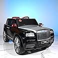 JN Creations 12V Battery Operated 4X4 Rolls Royce Ride On R8 Car for Kids with Remote Control (Silver-Black)