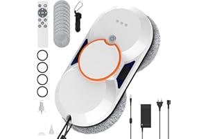 WIWOLER Robot Limpiacristales, 5600pa Robot Lavadora de Cristal Automático con Doble Jet de Agua, 3 Modos Limpieza, Navegación Inteligente, Mando a Distancia y 8 Paños, Limpia Cristales Electrico Ventanas