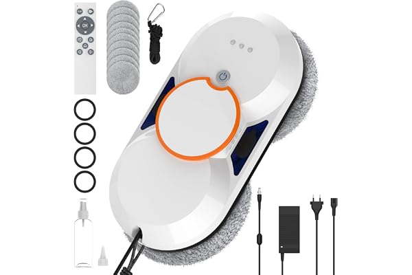 Robot Nettoyeur Vitre, 5600pa Robot Laveur de Vitre Automatique avec Double Jet D'eau, 3 Modes de Nettoyage, Navigation Intelligente, Système de Sécurité, Télécommande, Pour Toutes Surfaces Lisses