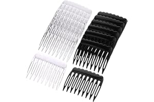 STYQUENZER 24 sztuki czarnych i przezroczystych grzebieni bocznych, 4,8 x 4 cm, grzebień do włosów z tworzywa sztucznego, grzebień do włosów z tworzywa sztucznego, grzebień do włosów dla kobiet i kobiet