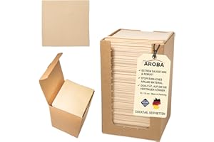 Aroba 100 Tovaglioli Per Coctail In Airlaid In Simil-tessuto 20 x 20 cm Piegatura 1/4 In 21 Colori Per Matrimoni Compleanni Bar Discoteche Hotel Catering Beige