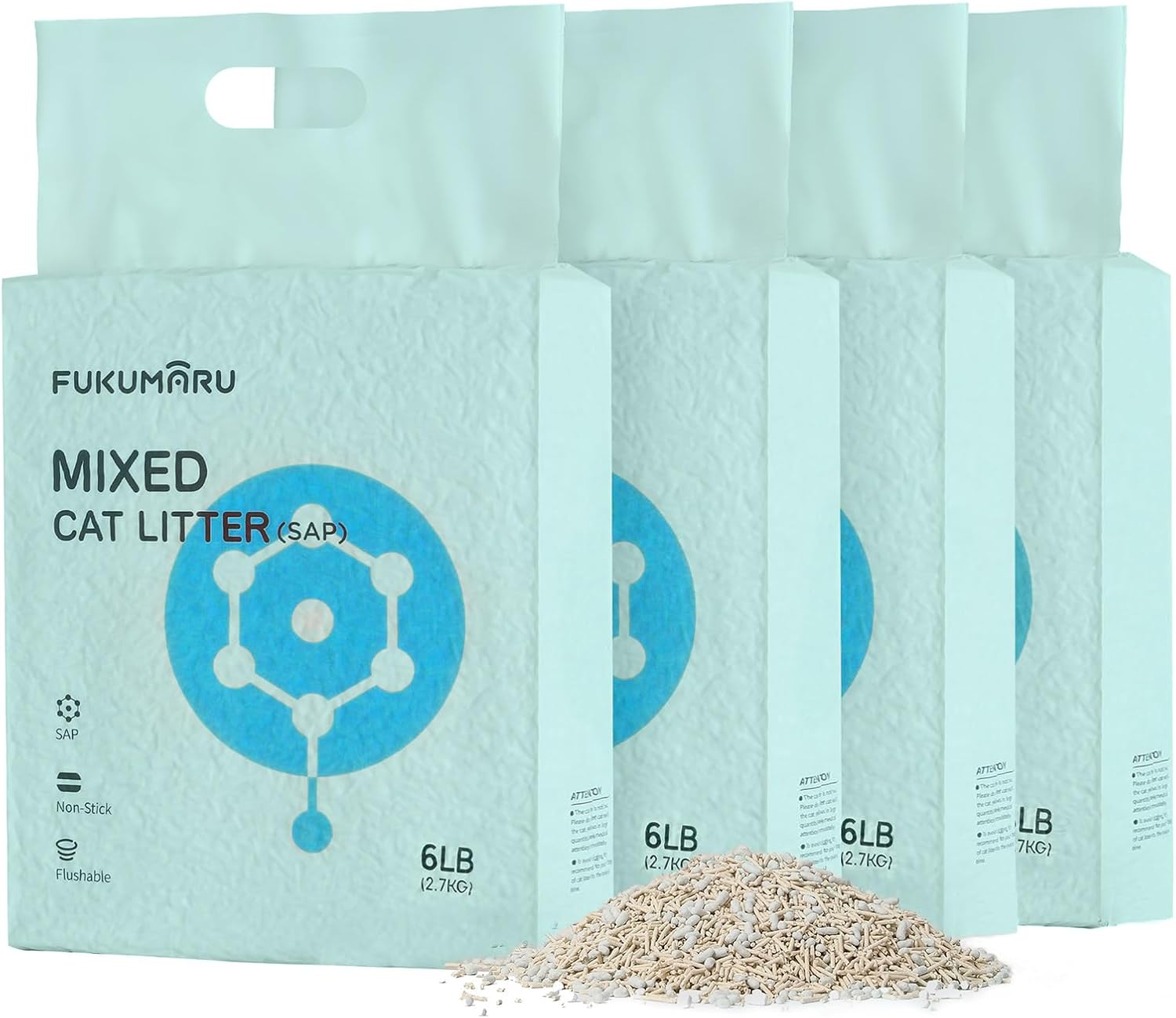 FUKUMARU Arena de Tofu para Gatos 10.8 kg, Arena aglomerante rápida para Gatos con Material superabsorbente, absorción instantánea, sin Polvo, bajo Rastro, Control de olores