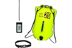 gemola Boya Nuoto Acqua Aperta Boa Gonfiabile Impermeabile con Cintura Regolabile e Custodia Impermeabile per Cellulare - 3 Funzioni Boya Zaino Cuscino