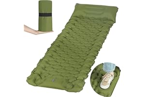 Laneetal Karimata kempingowa 200 x 9 x 68 cm, nadmuchiwany materac, do użytku na zewnątrz, ultralekka, wodoszczelna, antypoślizgowa, z pompką, 2 zaworami, przenośna mata kempingowa z torbą, zielona