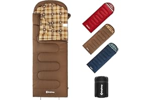 KingCamp Sac de Couchage Adulte Hiver, Sac de Couchage Hiver Flanelle, Compact 3-4 Saisons Couverture pour Camping Voyage Tentes Randonnée Extérieur Intérieur, 4℃ à -15℃/230 * 90cm