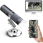 Ninyoon 4K WiFi Microscope for iPhone/Android PC, 50 to 1000X USB Digital Microscope Wireless Super HD Endoscope Camera Compa