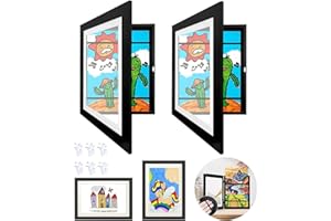 DRASOHUIJA 2 sztuki ramek na zdjęcia dla dzieci, A4, zawiasy drewniane, do napełniania, otwieranie z przodu do dzieł sztuki, idealne do projektów artystycznych, rysunków dziecięcych, do domu lub biura, kolor