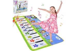 NEWSTYLE Jouet Enfant Garçons Filles,Tapis de Piano Musical Enfant 2 Ans,Jouet de Piano Tapis De Danse Piano Mat,Tapis de Jeu Musical Instrument Touch Jeu Clavier pour Enfants Cadeau 135 x 59cm