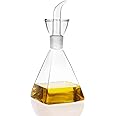 HAIZEEN Olive Oil Dispenser Pyramidal Cruet No drip Nozzle; Borosilicate Glass Break Resistance Oil Container(17.7 Ounce)