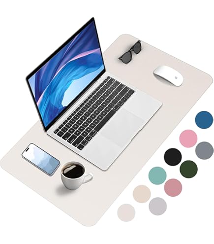 PU Leren Bureaumat, Muismat Grote leren bureau-onderlegger, bureaubeschermingsmat, schrijfmat for op tafel, grote PU-leren muismat, waterdichte beschermer, notitieblok(Light Green,60x60cm