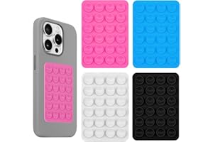 Yesimola Ventouse Autocollante pour Multi Modèles 4 Pièces, Silicone Ventouse Telephone, Support de Téléphone Portable, Antidérapant pour Selfies et Vidéos (Noir/Bleu/Blanc/Rose)