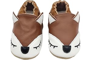 Henagehde Chaussons Cuir Souple Bébé Fille Garçon Chaussure Antidérapantes Premiers Pas Chaussons Dessin animé Chaussons Enfants Pantoufles Pré-Marcheurs 0-2 Ans