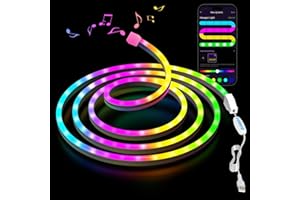 KIMIMARA Neon Ruban LED 2M RGB avec Contrôle APP, Changement de Couleur, Segmentable, Synchronisation Musicale - Bandeau Lumineuse pour Déco Intérieur Maison