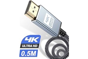Kabel HDMI 4K 0,5 m, Sweguard High Speed ​​​​HDMI 2.0 a/b Kable z Ethernetem, Obsługuje 4K 60Hz HDR 2.0/1.4a, wideo UHD 2160p, Ultra HD 1080p, 3D, kompatybilne PS3, PS4, telewizor, komputer i monitor