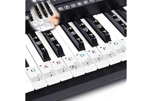 EUPHHONYCS Piano Keyboard Stickers, Klaviernoten Aufkleber, Klavier Keyboard Aufkleber Für 88/61/54/49 Tasten, Transparenter Und Entfernbarer Pianokey-Aufkleber Für Anfänger, Bunt