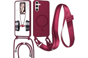 FERLAN Handykette mit Band für Samsung Galaxy A55 Hülle, Lanyard (abnehmbar) Handyhülle Case mit justierbarer Schnur Abnehmbar Strap, Crossbody Schutzhülle zum Umhängen Kordel, Rot
