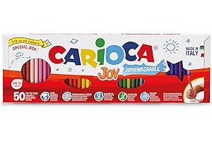 Carioca Pennarelli Joy Mezzo Metro, Pennarelli Colorati per Bambini con Punta Fine, Formato Speciale da Mezzo Metro, Ideali per Disegnare e Colorare, Super Lavabili, Colori Assortiti, 50 Pezzi