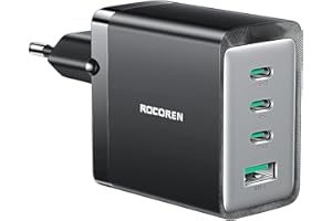 ‎ROCOREN Rocoren Ładowarka USB C, 65 W, zasilacz z 4 portami GaN, szybka ładowarka PD Charger 67 W, kompatybilna z MacBook Pro/Air, iPhone 16/ 15 Pro/ 15 Pro Max/ 14, iPad, Galaxy S24/ S24 Ultra/ S24+/ S23