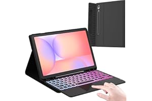 ‎ROOFEI Tastatur Hülle für Samsung Galaxy Tab S10 Lite 10.9"/ S9 11"/ S9 FE 10.9"/ S10 FE 10.9 Zoll : 3-Zonen-7-Farbige DIY Beleuchtung Tastatur mit Touchpad, Abnehmbar Deutsch QWERTZ Hülle mit T-astatur