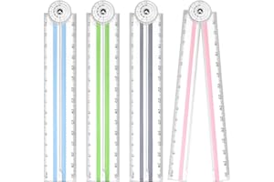 CZDTQ 4 Pcs Folding Ruler 30cm,Ruler Foldable,Rulers 30cm Folding,Clear Foldable Ruler,Portable and Durable Transparent Straight Rulers,15cm Bright Colors Plastic Geometric,Ideal for School,Office