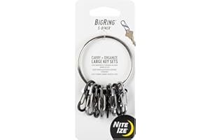 Nite Ize NI-BRG-M1-R3 Bigring Grand Anneau Porte-clé à mousquetons en S en Acier Noir/argenté