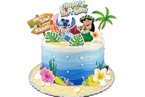 Lahe Blue Stich Kuchen Deko, Deko Geburtstag Mädchen Stitck Geburtstagsdeko Jungen Mädchen Cartoons Kuchen Topper Set für Birthday Party Dekoration Blue cartoon Cake Toppers zum Kinder (12 Stück)