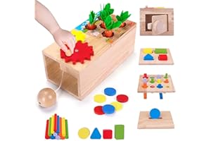LZDMY Jeux Enfant 1 2 3 4 5 Ans, 6 en 1 Jouets Montessori/éducatifs Carottes 6-12 Mois Bebe Garcon Fille, Puzzle en Bois, Jeu de Tri, Cadeau d'anniversaire Pâques Noël