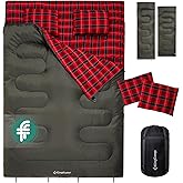 KingCamp Saco de Dormir Doble con Almohadas 220 x 150 cm