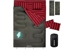 KingCamp Saco de Dormir Doble con Almohadas,220 × 150 cm para 3-4 Estaciones,Gran Saco de Dormir cálido Impermeable,para Adulto Acampar Festivales Caravaning Viaje,en Interiores o Exteriores