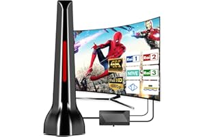 DGUPSP Antenna TV Interna, 250+ Miglia Gamma Antenna Digitale Terrestre con Amplificatore Segnale, DVB-T/DVB-T 2 HDTV Antenna Portatile Interni ed Esterni, Supporta 4K HD/VHF/UHF per Smart Televisione/Radio