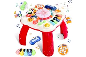 JERRYVON Juguetes Niños 1 Año - Mesa Actividades Bebe 1 Año Juguetes Montessori Mesa Musical Bebe con Sonido y Luces Juguetes para Niños de 1 2 Años Juegos Regalo Bebe 1 2 Años Niño Niña Originales Navidad