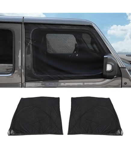 RERPRO Jeep Wrangler Front Side Window Sun Shade - Blackout Screen For JK JL 4XE Gladiator (2007-2025), UV & Privacy Protection - View #3
