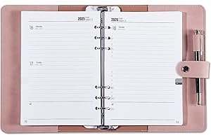 YHH Agenda Journalier 2025 2026 A5 1 Page par Jour, Agenda Scolaire avec Aperçu Mensuel, Porte-stylo, Extra NoteS, Contact, Couverture Souple, Rechargeable Organiseur Planner 25/26, Août.25 à Juillet.26