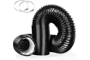 YIJUHOU 4 Inch 16FT Air Duct,Insulation Aluminum Clothing Dryer Hose,Black PVC Lightproof Vent Hose for Fan Filter and Grow Tent, 2 Clamps Include