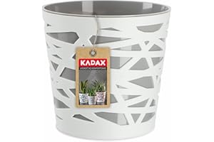 KADAX Maceta, macetero, maceta redonda de plástico, maceta para flores, plantas, balcón, maceta para interiores, maceta ligera, maceta moderna (17 cm, gris)